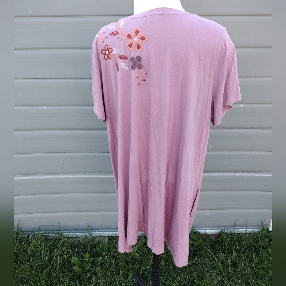 LOGO by Lori Goldstein Women Tunic Size 2x Embroidered Pockets Boho Relaxed - Picture 5 of 9